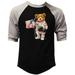 Men s Astronaut Bear F149 Black/Gray Raglan Baseball T-Shirt Medium