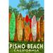 Pismo Beach California Surfboard Fence (24x36 Giclee Gallery Art Print Vivid Textured Wall Decor)