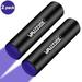 2 Pack Mini 3W UV Flashlight 365nm USB Rechargeable Portable Ultraviolet Black Light Flashlight Stain Minerals Money Pet Urine Detector with Aluminium Case Built-in Battery