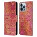 Head Case Designs Officially Licensed Micklyn Le Feuvre Mandala Hot Pink Gold and Orange Leather Book Wallet Case Cover Compatible with Apple iPhone 13 Pro