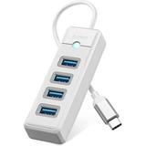 ORICO 4 Ports USB C Hub for Mac Laptop Flash Drive Ipad Pro USB 3.1 Type C to USB 3.0 Adapter Multiport USB Splitter with 0.5ft Cable White