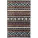 HomeRoots 8 x 11 ft. Blue Red & Ivory Geometric Power Loom Distressed Stain Resistant Rectangle Area Rug