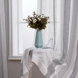 Sheer Curtains 63 Inches Long for Living Room Bedroom Bathroom Curtain Window Grommet Voile Drapes Stripe Farmhouse Curtains Faux Linen Window Treatments Semi Curtain Deep Grey 52 X63 2 Panels