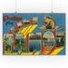 Greetings from Lake Tahoe California (16x24 Giclee Gallery Print Wall Decor Travel Poster)