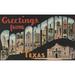 Greetings from San Antonio Texas Vintage Halftone (16x24 Giclee Gallery Art Print Vivid Textured Wall Decor)