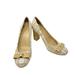 Kate Spade Shoes | Kate Spade Tweed Patent Leather Bow High Heels Tan Nude Size Us 7.5 | Color: Cream/Tan | Size: 7.5