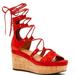 Coach Shoes | Coach Barkley Suede Ankle Wrap Wedge Sandal. Nwb Size 7.5. Color Orange | Color: Orange | Size: 7.5