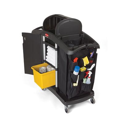 Rubbermaid FG9T7800 BLA Compact Housekeeping Cart w/ Locking Doors, 51 3/4