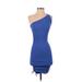 BB Dakota Cocktail Dress - Bodycon Plunge Sleeveless: Blue Print Dresses - Women's Size X-Small