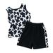 Fsqjgq Baby Girl Clothes Summer Toddler Baby Girl Clothes Cow Pattern Children s Vest Suit Toddler Summer New Milk Cow Wide Sling Children s Suit Cartoon Clothes Size 6-7 Years Black