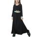 Leesechin Girls Dresses Clearance Muslim Long Dress Medium Big Long Sleeve V Neck Colorblock Dress