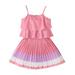 Rovga Outfits For Girls Summer Toddler Sleeveless Prints Camisole Top Skirts Child Kids 2Pcs Set&Outfits For 4-5 Years