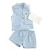 Fsqjgq Baby Girl Summer Dress Toddler Baby Girl Clothes Summer Toddler Girls Sleeveless Solid Colour Coat Vest Shorts Three Piece Outfits Set for Kids Clothes Size 100 Blue