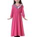 VerPetridure Toddler Girl Dresses Clearance Long Sleeve Casual Dresses for Girls Muslim Long Dress Medium Big Girls Long Sleeve V Neck Colorblock Dress