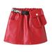 TAIAOJING Kids Toddler Child Baby Girls Patchwork PU Leather Skirt Outfit 6-7 Years