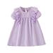 BSDHBS Girls Casual Dress Toddler Kids Girls Solid Cotton Linen Sleeveless Beach Straps Dress Ruffles Princess Dresses Clothes