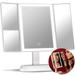 Makeup Mirror with Natural LED Lights Lighted Trifold Vanity Mirror with 5X & 7X Magnifications - Dimmable Lights Touch Screen Cosmetic Stand