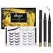 Magnetic Fake Eyelashes with Eyeliner Kit - 2 Liquid Eyeliner Black & Clear 10 Pairs of Reusable 3D 5D Fake Eyelashes Natural Look Safer False Eyelashes and Eyeliner(Not Glue/Magnetic)