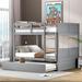 Glasgo Full over Full Standard Bunk Bed w/ Trundle by Harriet Bee in Gray | 59.88 H x 57 W x 79.5 D in | Wayfair 64AA03244DD140BBA35232D54CAB195F