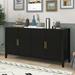 Everly Quinn Condola 63.1" Sideboard, storage credenza, buffet cabinet Wood in Black | 31.92 H x 63.13 W x 17.72 D in | Wayfair