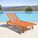 Wildon Home® Dede 28" Long Reclining Eucalyptus Single Chaise Wood/Solid Wood in Brown/White | 37 H x 78 W x 28 D in | Outdoor Furniture | Wayfair