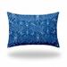 HomeRoots 410205 18 x 4 x 12 in. Blue & White Enveloped Ikat Lumbar Indoor & Outdoor Pillow