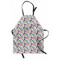 Colorful Apron Abstract Mosaic Pattern with Colorful Shapes on White Graphic Tile Illustration Unisex Kitchen Bib with Adjustable Neck for Cooking Gardening Adult Size Multicolor by Ambesonne