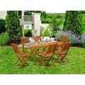 East West Furniture Cameron 7-piece Wood Patio Set in Natural Oil