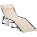 Outsunny Folding Chaise Lounge Chair Outdoor Padded Reclining Chair with 5-position Adjustable Backrest Pillow and Pocket for Patio Deck Beach Lawn and Sunbathing Beige