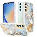 Compatible with Samsung Galaxy A34 5G Case with 360Â° Kickstand Luxury Shiny Soft Silicone Phone Case Anti-Scratch with Diamond Ring Holder Marble for Samsung Galaxy A34 5G Gold