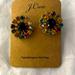 J. Crew Accessories | J Crew Pierced Earrings , Flower With Multi Color Rhinestones. | Color: Blue | Size: Os