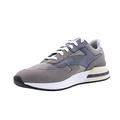 BOSS Mens Kurt Runn Mixed-Material lace-up Trainers with Suede Trims Size 7 Grey