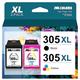 JMLCOLORS 305 Ink Cartridges Black and Colour, 305XL Ink Cartridges Replacement for HP Printer Ink 305 XL for DeskJet 2700 2710 2720 2724 Plus 4100 4120 4130 Envy 6000 6020 6032 Pro 6400 6420 6430