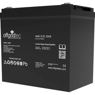OFFGRIDTEC Akku "AGM-Batterie 12V/51Ah 20HR" Akkumulatoren Gr. 12 V, schwarz Akkus