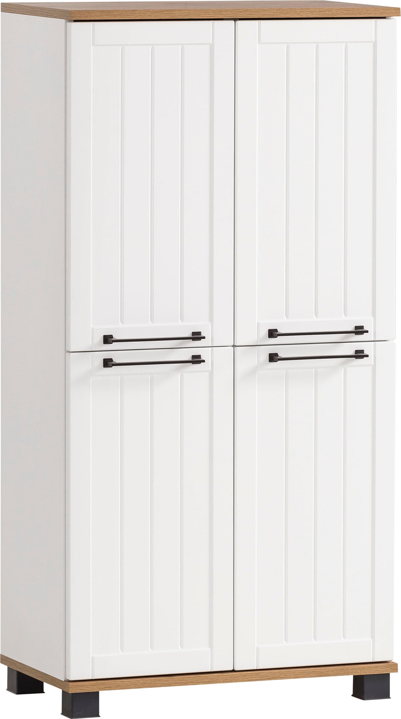 Midischrank SCHILDMEYER "Jelda", weiß (weißmatt, eiche landhausfarben), B:59,8cm H:116,9cm T:32,6cm, FSC-zertifizierter Holzwerkstoff, Schränke, Midischrank