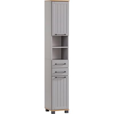 Hochschrank SCHILDMEYER "Jelda", grau (platingrau, eiche landhausfarben), B:30,3cm H:180,9cm T:32,6cm, FSC-zertifizierter Holzwerkstoff, Schränke Image