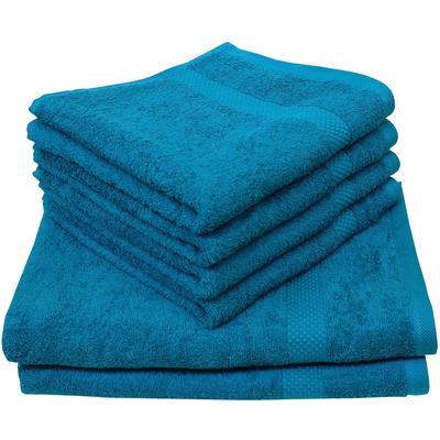 Handtuch Set DYCKHOFF "Planet", blau (petrol), 6 St., Frottier, Frottier, Obermaterial: 100% Baumwolle, Handtücher (Pack