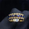 14K Yellow Gold Natural Sapphire Diamond Wedding Band Unique Vintage Oval Cut Engagement Ring Promise Band Crystal Ring