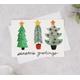 Season's Greetings Card, Christmas Tree Watercolour Greeting Holiday Hand Painted Cards