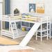 L-Shaped Twin Over Full Bunk Bed with Twin Loft Bed with Desk & Slide