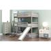 Twin-Over-Twin-Over-Twin Triple Bed with Built-in Ladder and Slide, Wood Triple Bunk Bed with Guardrails, Can be Separated