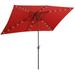 6.5 ft. x 10 ft. Rectangular Waterproof Patio Umbrella and Solar Lights, 26 LED lights, Push Button Tilt, Crank in Red