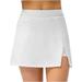 IROINNID Mini Empire Waist Skirt For Women Fake Two-piece Running Casual Gym Yoga Slit Tennis Skirt Solid Color Skirt