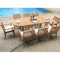 Teak Dining Set:8 Seater 9 Pc - 94 Oval Table and 8 Stacking Arbor Arm Chairs Outdoor Patio Grade-A Teak Wood WholesaleTeak #WMDSABg
