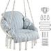 Hammock Chair Hanging Chair Swing with Large Cushion & Durable Hardware Kit