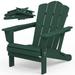 JEAREY Plastic Adirondack Chair HDPE All-Weather Outdoor Folding Adirondack Chair for Outside Deep Green