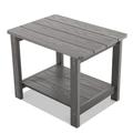 LGHM Adirondack Outdoor Side Table 2-Tier HIPS All Weather Resistant Rectangle Patio Table Gray