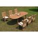 Grade-A Teak Dining Set: 6 Seater 7 Pc: 94 Double Extension Oval Table And 6 Wave Stacking Arm Chairs Outdoor Patio WholesaleTeak #WMDSWVm