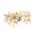 Grade-A Teak Dining Set: 8 Seater 9 Pc: Warwick Console Folding Rectangle Table And 8 Surfliner Folding Reclining Arm Chairs WholesaleTeak #51SL1509