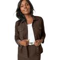 Plus Size Women's Classic Cotton Denim Jacket by Jessica London in Chocolate (Size 14) 100% Cotton Jean Jacket